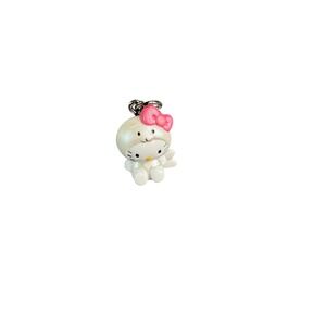 Sanrio Hello Kitty Seal Costume Zipper Pull Charm Vintage 2002 Pink Bow White